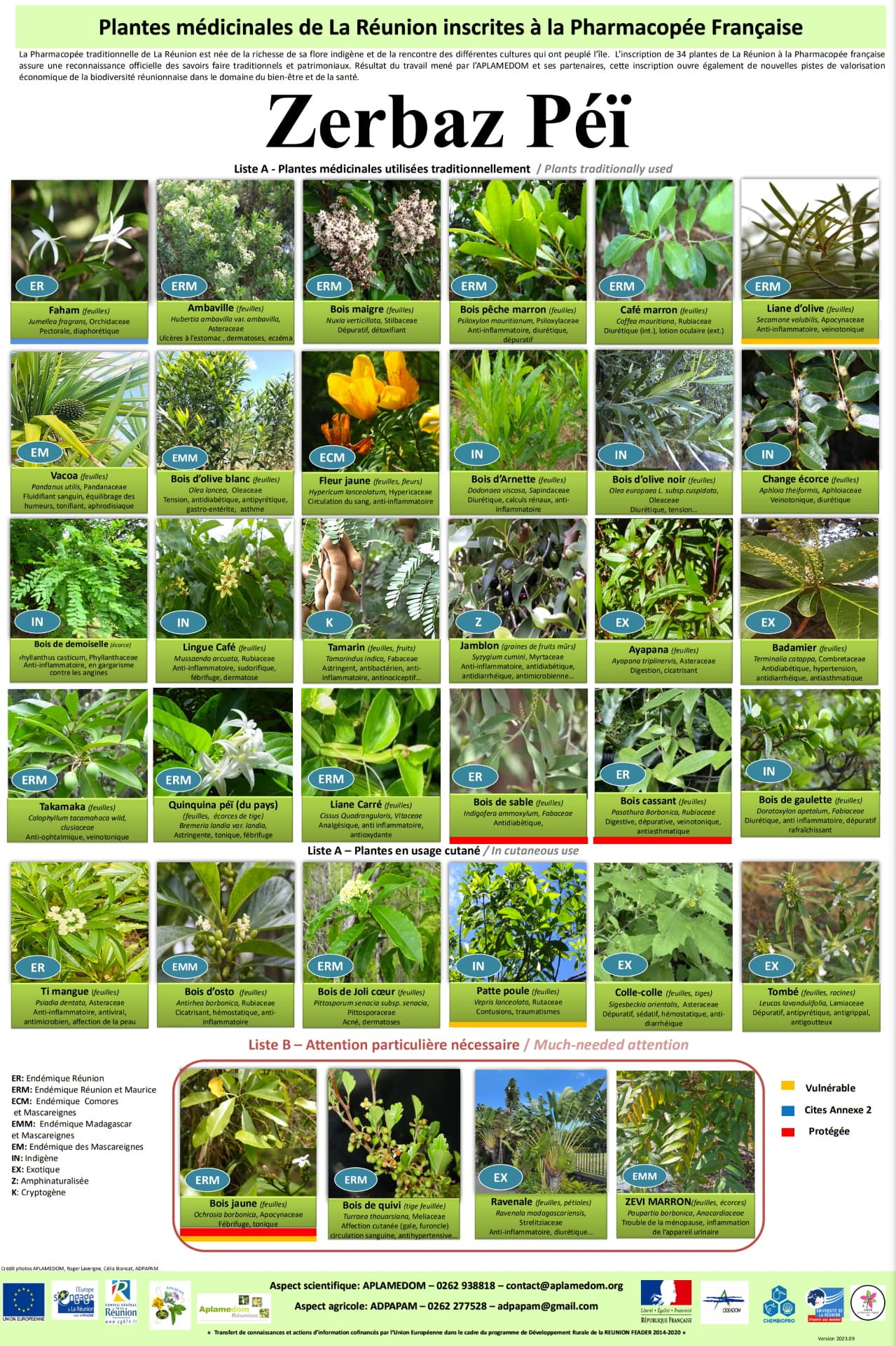 Plantes médicinales de La Réunion inscrites à la Pharmacopée Française